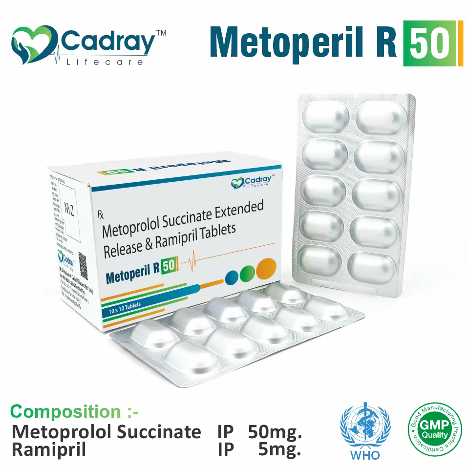 Metoprolol Succinate 50mg + Ramipril 5mg | Antihypertensive | Best price for PCD Pharma Franchise in Delhi